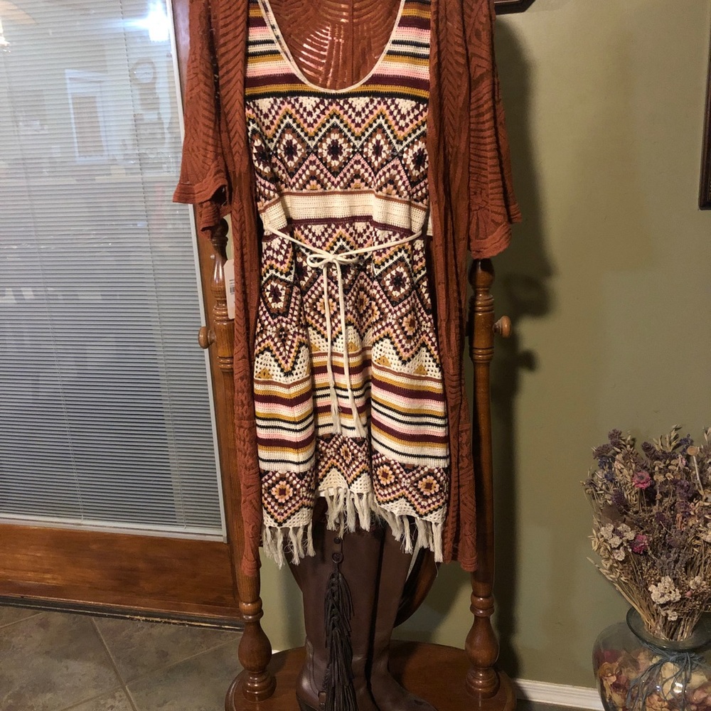 Shyanne rust/orange lacy duster OS